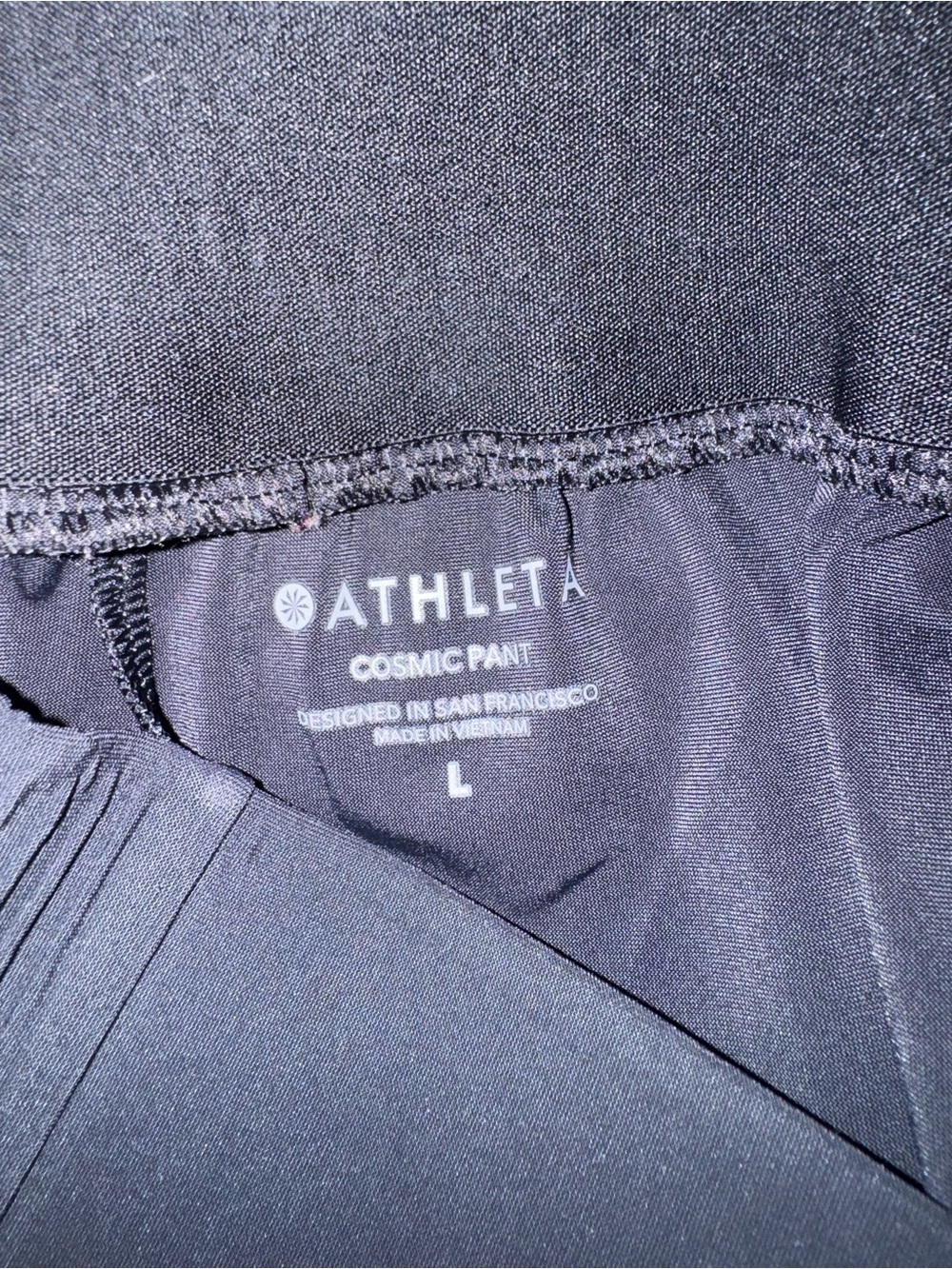 EUC Womenβs Athleta Cosmic Yoga Casual Pant Large Black
